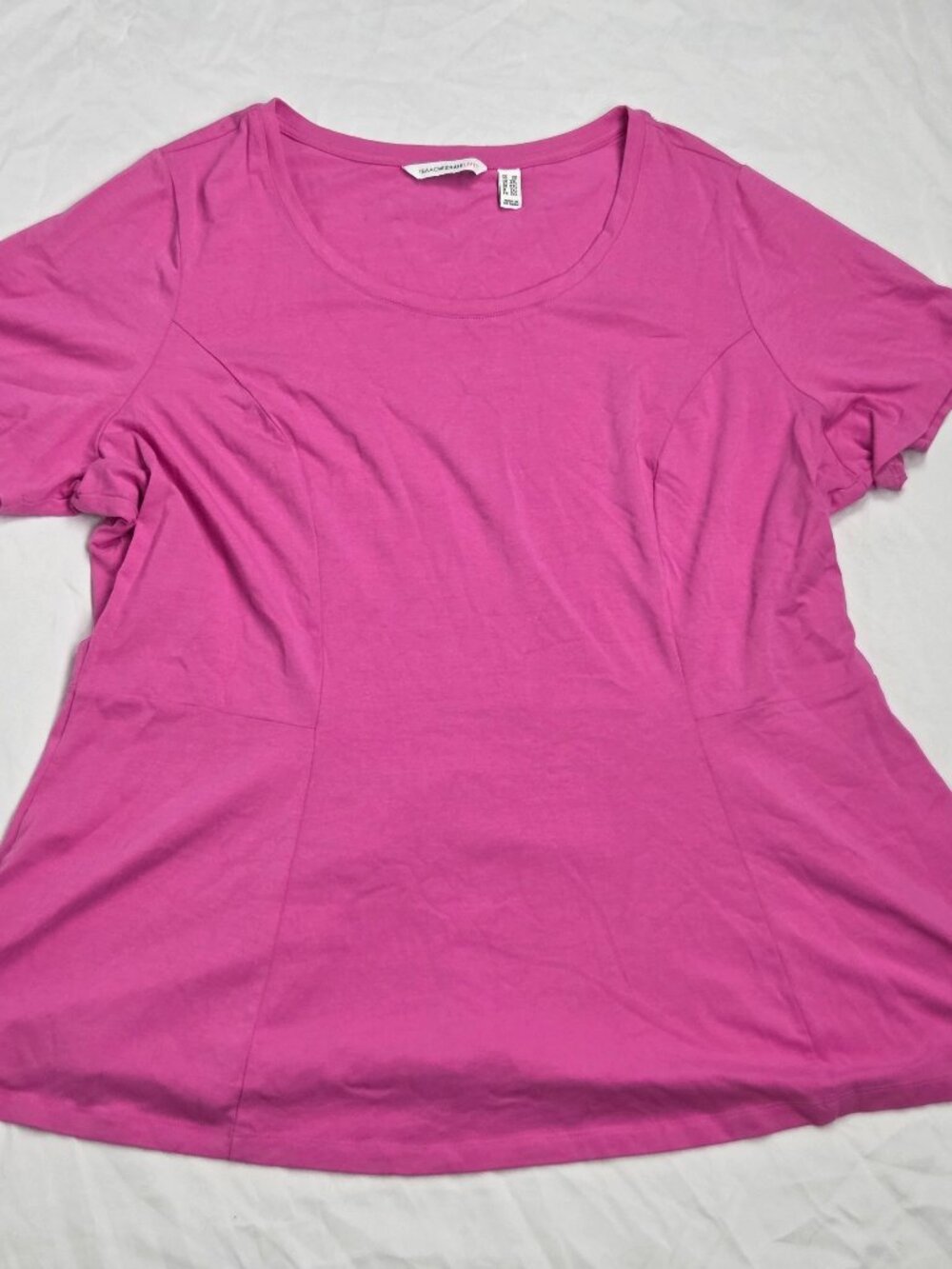 Isaac Mizrahi Live Pink Peplum Short Sleeve Knit Top 2X